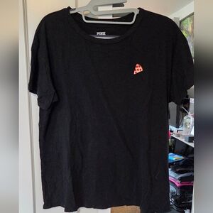 PINK Victoria's Secret Black Tee with Pizza Patch